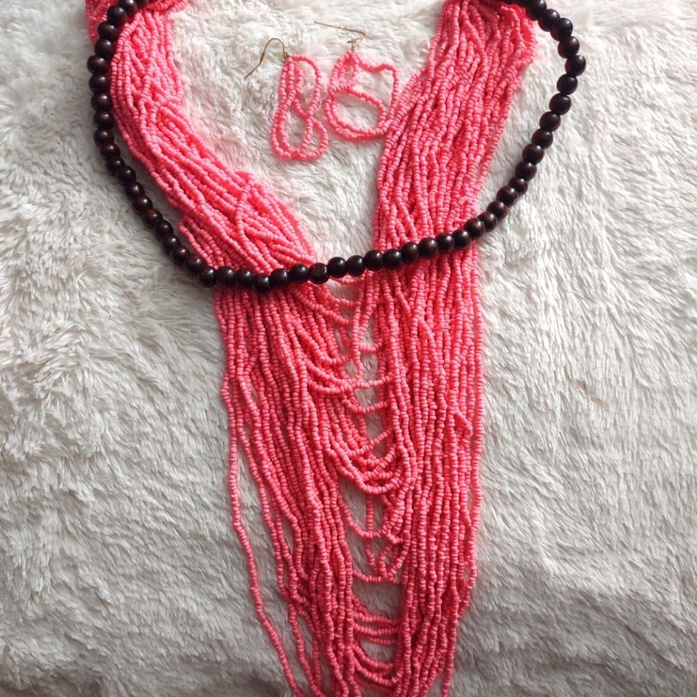 Statement Seed Bead Necklace Set